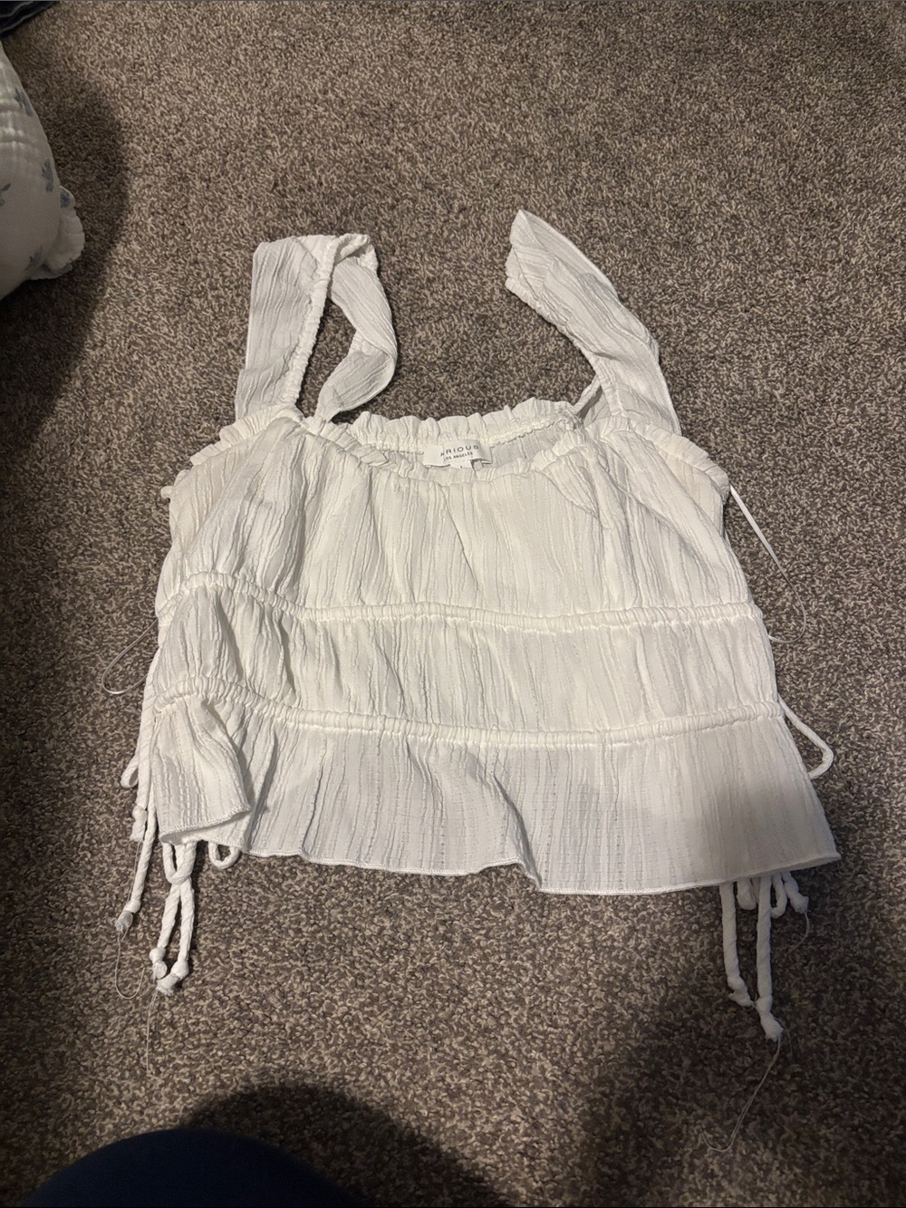 T.J.Maxx White Ruched Tie-Detail Camisole